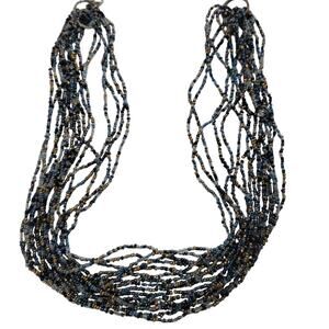 Vintage Shell Pendant Necklace with Dark Heishi Bead Nautical Boho Beach Jewelry